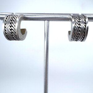 VTG Lois Hill Sterling Silver 925 Woven Design Earrings Size 0.75" Length